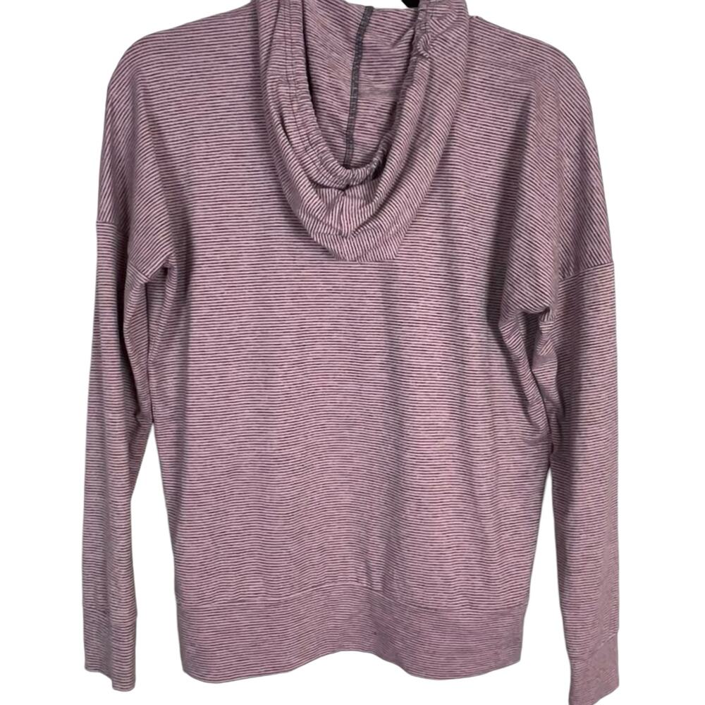 Skechers Hoodie Pullover XS Womens Pink Gray Stripe Stretch Long Sleeve - Picture 2 of 7